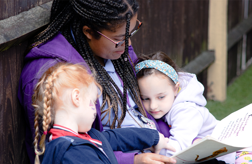 Children exploring the outdoor garden at The Mulberry Bush, Waterlooville